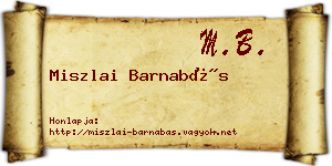 Miszlai Barnabás névjegykártya