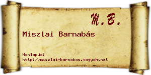 Miszlai Barnabás névjegykártya