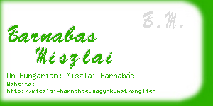 barnabas miszlai business card